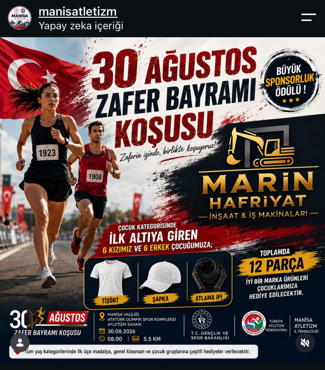 Marin Hafriyat’tan 30 Ağustos Zafer Bayramı Koşusu’na Büyük Destek